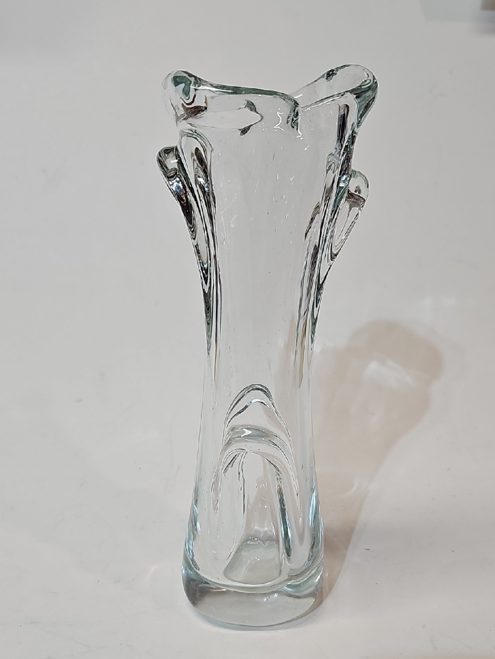 Vintage Mid-Century Jan Beranek Skrdlovice Clear Art Glass Flower Vase
